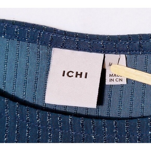 Anthropologie ICHI Teal Shift Dress Sz Medium 3/4 Sleeves Sparkly Knee Length - Picture 2 of 8